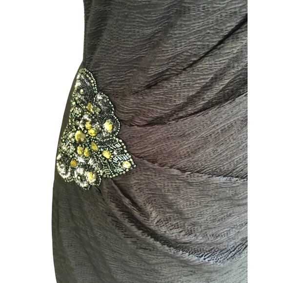 David Meister Navy One-Shoulder Beaded Cocktail Dress – Size 12 - Picture 4 of 14